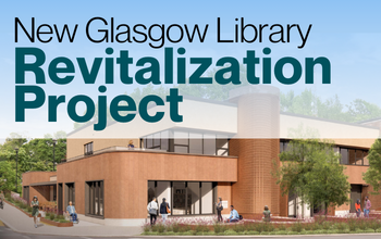 Render of the proposed library design, exterior, front corner