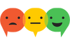 Three simple faces: one sad, one neutral, and one happy