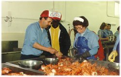 cleaning the lobsterLismore fish plant