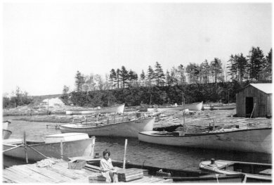 Woman sitting on dock after repairs made.