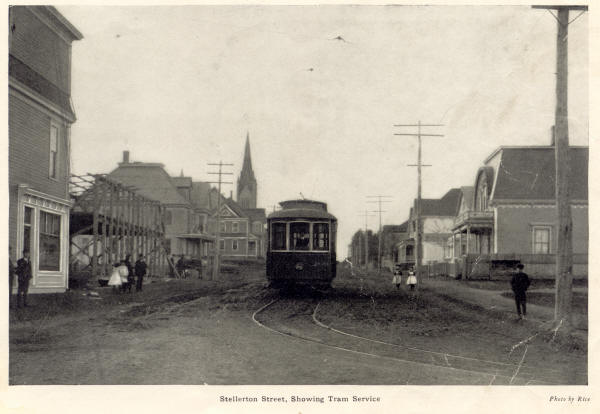 Stellarton street with tram car