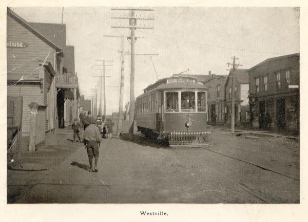 Tram car on street