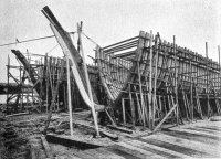 The hull of a ship being buit